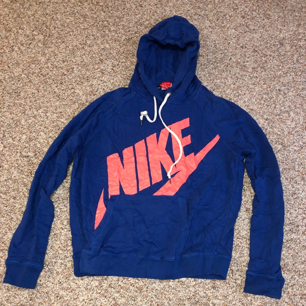Nike Women’s Blue Long Sleeve Drawstring Pullover Hoodie Size XL
